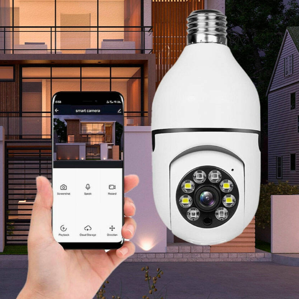 5G Wifi 5MP E27 Bulb Surveillance Camera Indoor 4X Digital Zoom AI Human Detect Full Color Night Vision Wireless Cam Smart Home