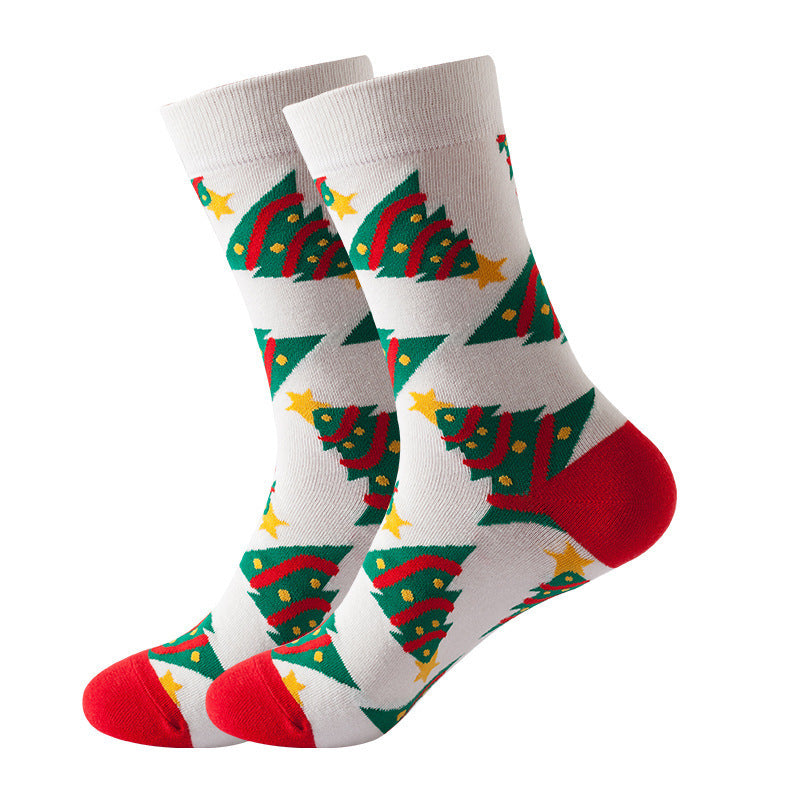 Christmas Tube Socks Women's Snowflake Christmas Tree Cotton Socks