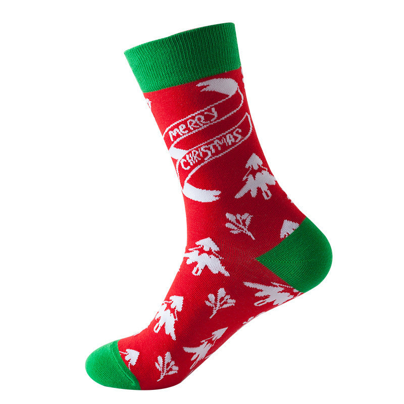 Christmas Tube Socks Women's Snowflake Christmas Tree Cotton Socks