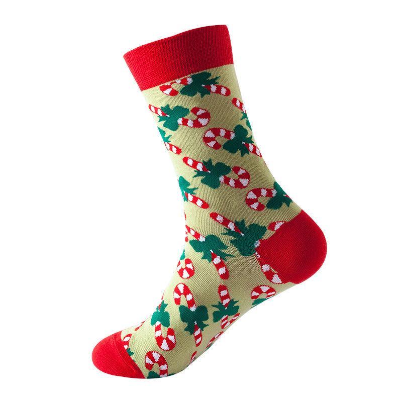 Christmas Tube Socks Women's Snowflake Christmas Tree Cotton Socks