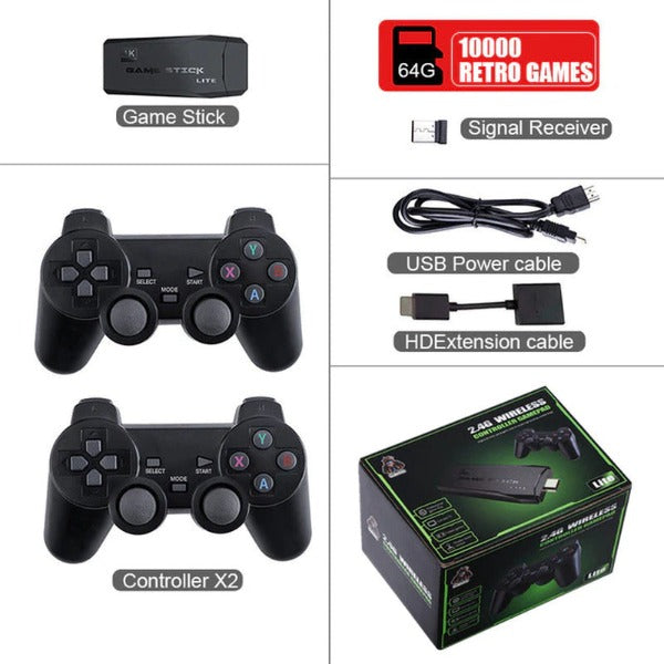 Video Game Console 2.4G Double Wireless Controller Game Stick 4K 10000 Games 64 32GB Retro Games for PS1/GBA Boy Christmas Gift