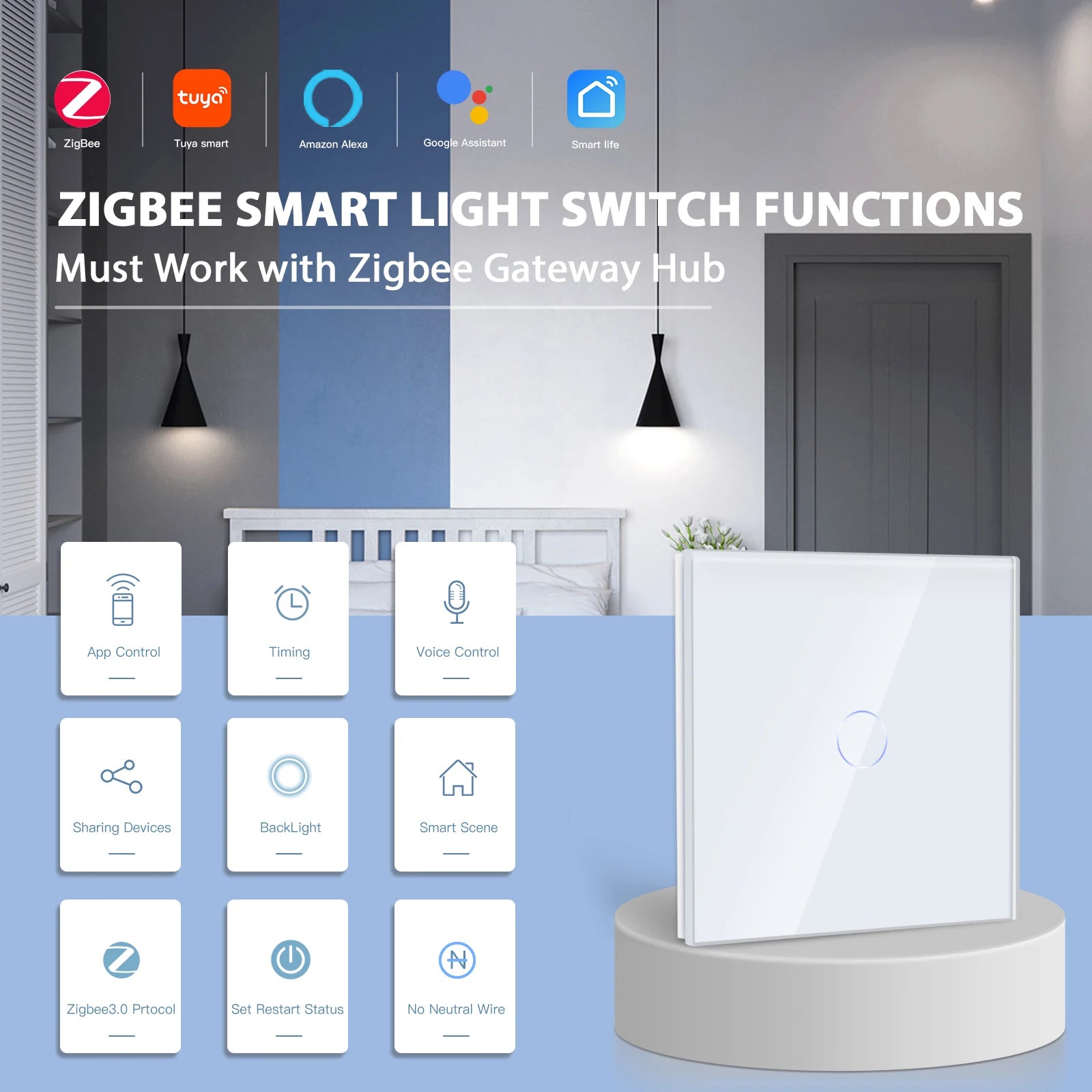 1/2/3Gang Touch Switches Smart Wall