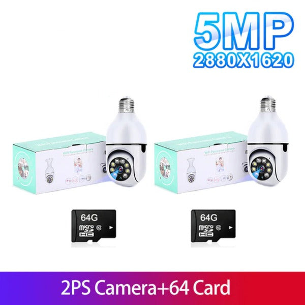 5G Wifi 5MP E27 Bulb Surveillance Camera Indoor 4X Digital Zoom AI Human Detect Full Color Night Vision Wireless Cam Smart Home