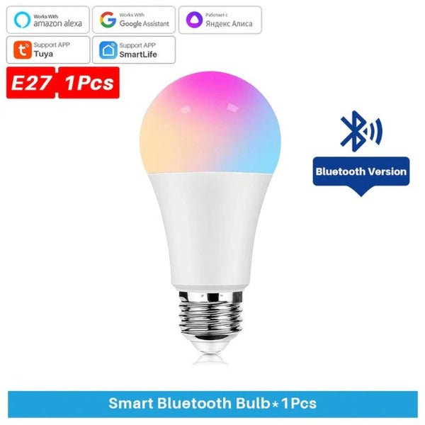 Tuya Smart Bulb E27 Wifi/Bluetooth Dimmable LED Light Bulb RGBCW 100-240V Smart Life App Control Support Alexa Google Home