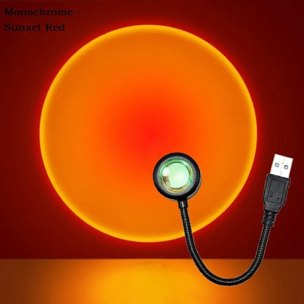 USB Sunset Light Mobile Phone Self Photography Light LED Rainbow Neon Night Light Projector Photography Wall Atmosphere Light