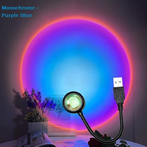 USB Sunset Light Mobile Phone Self Photography Light LED Rainbow Neon Night Light Projector Photography Wall Atmosphere Light