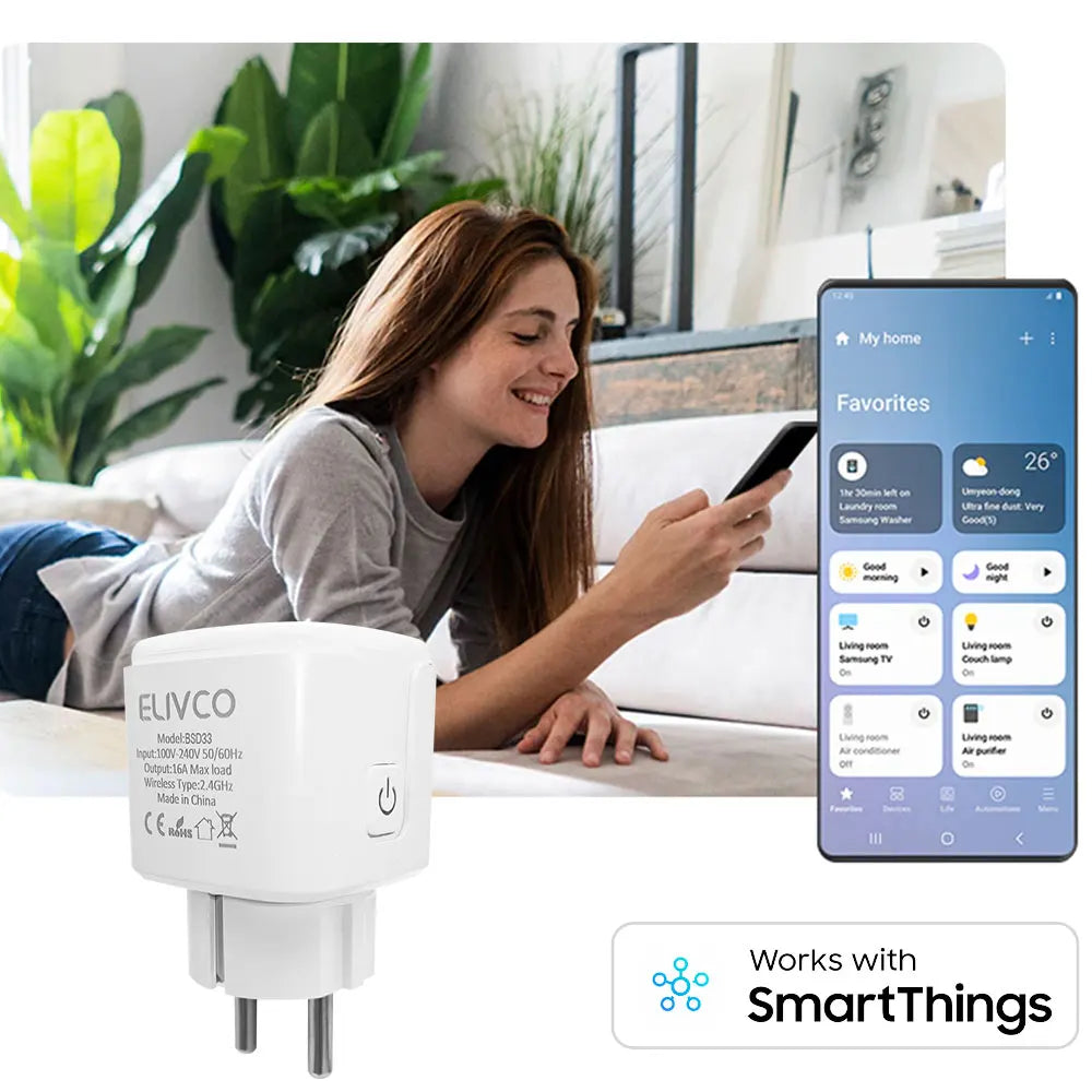 Smart Plug WiFi EU Socket With Power Monitoring Timing